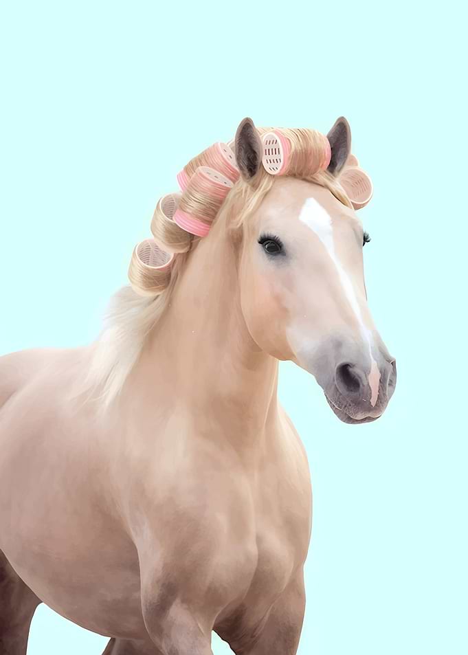 Horse with Hair Rollers