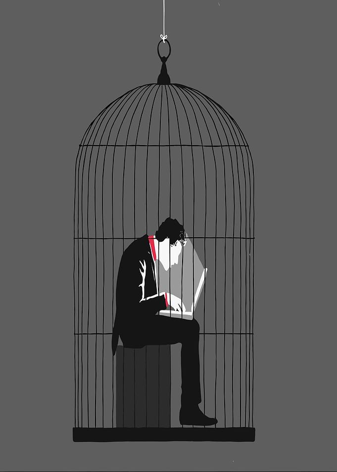 Man Trapped in Cage