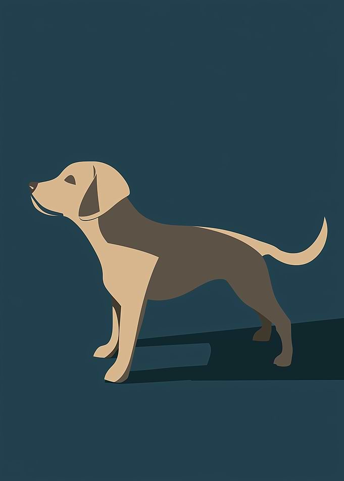 Dog Silhouette on Blue