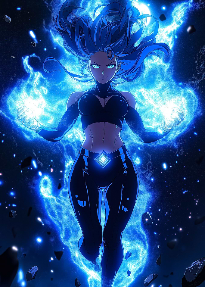 Blue Flame Anime Girl