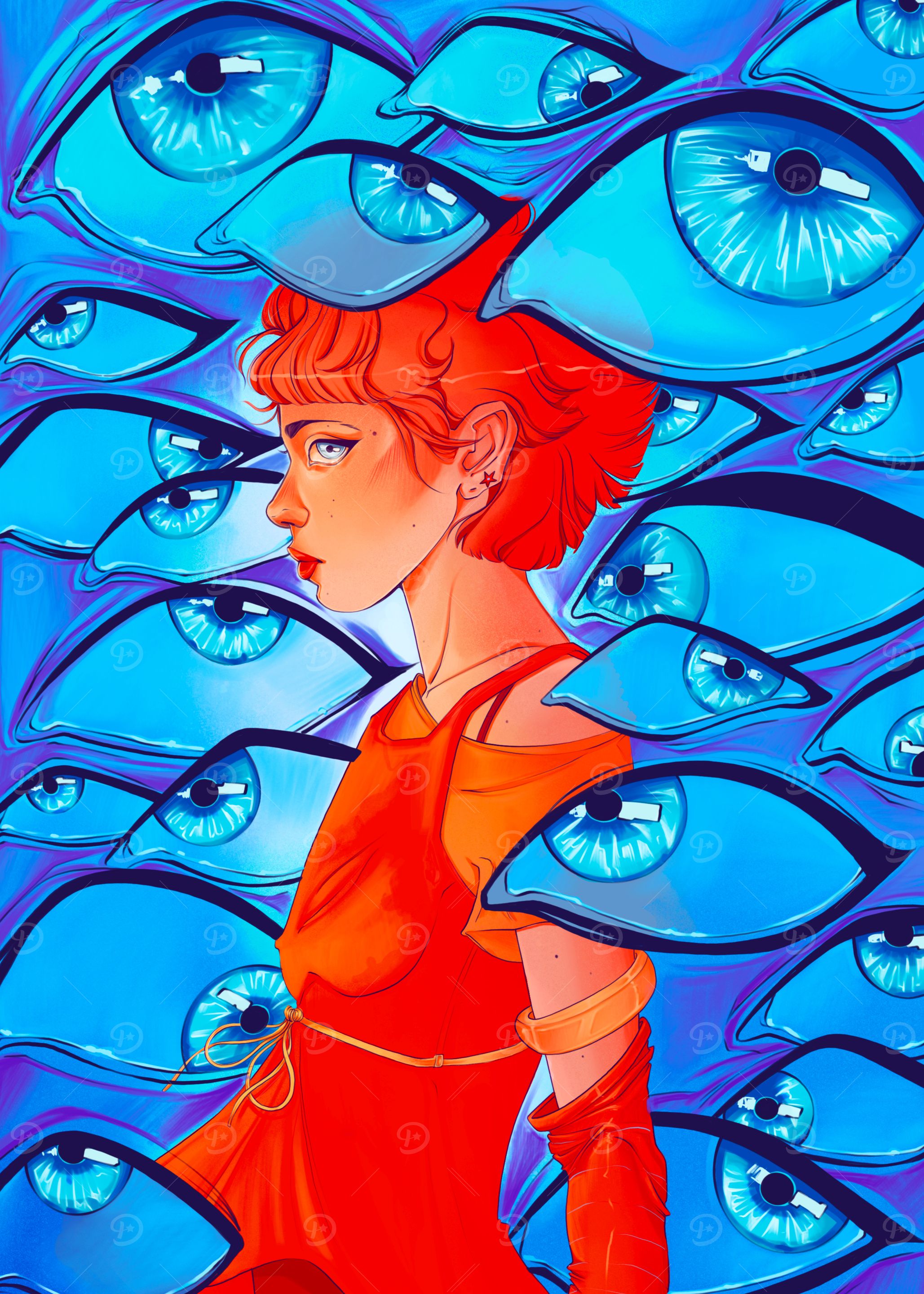 Woman Surrounded by Eyes