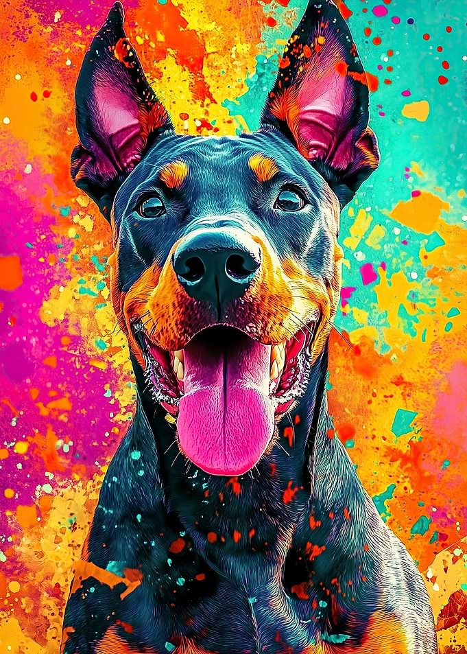 Doberman in Splatter Art