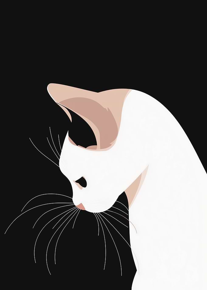 White Cat Minimalist Art