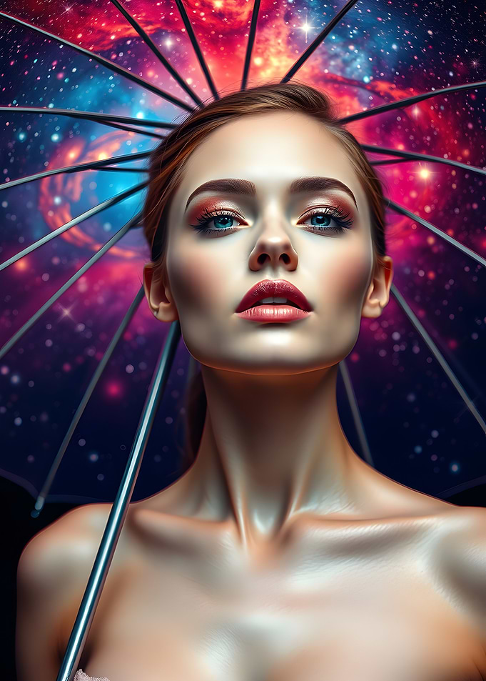 Woman with Galaxy Umbrella