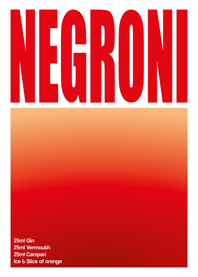 Negroni Cocktail Minimalist Art & Recipe