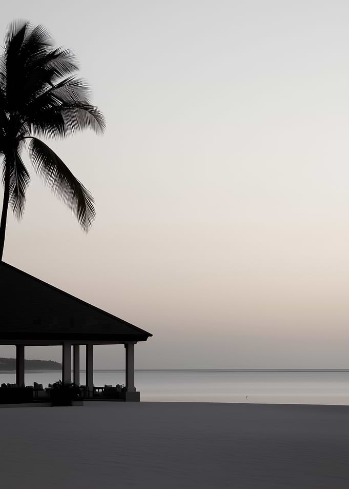 Silhouette of Palm Tree and Gazebo