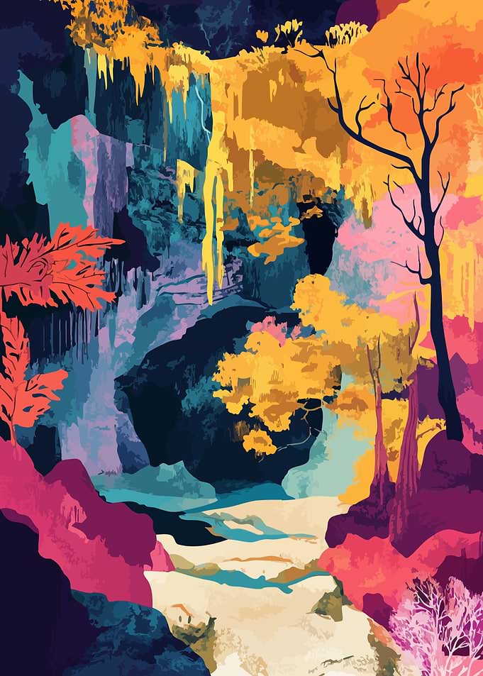 Abstract Forest Landscape Minimalist Art