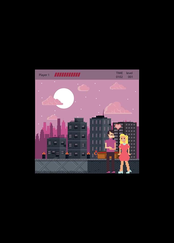 Pixel Art Cityscape Couple