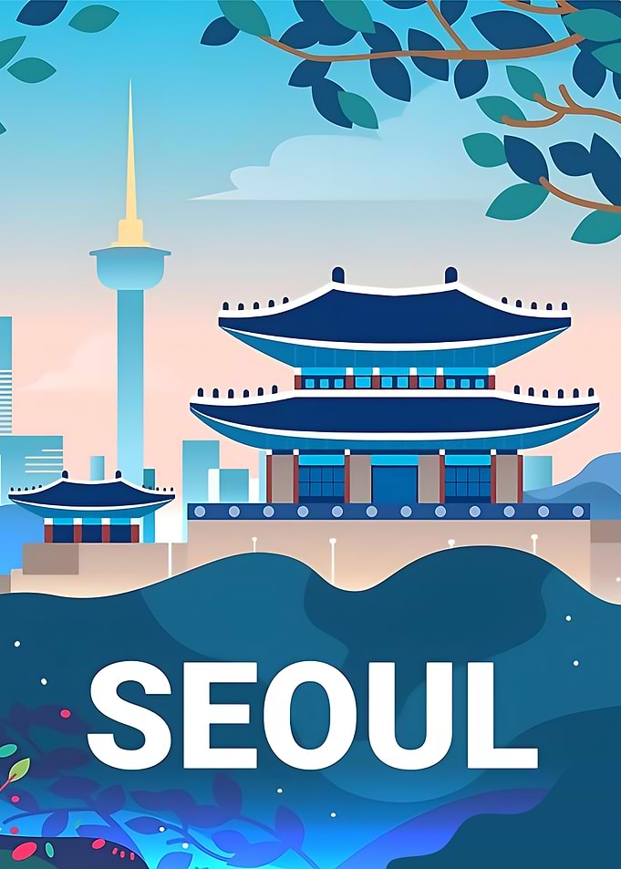 Seoul South Korea travel poster