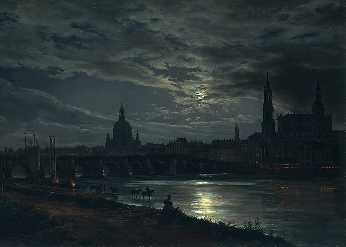 View of Dresden by Moonlight (1839)