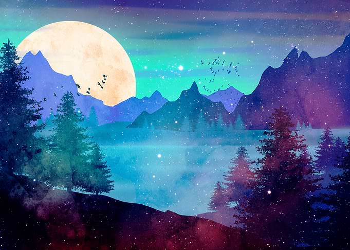 Night Sky Mountain Lake