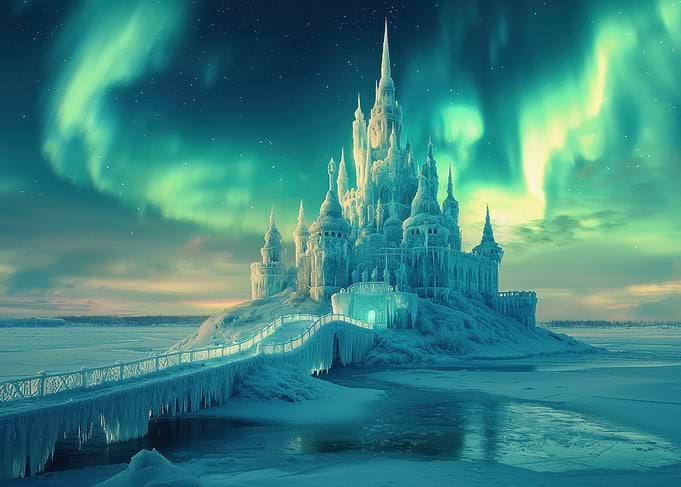 Frozen Castle Aurora Borealis