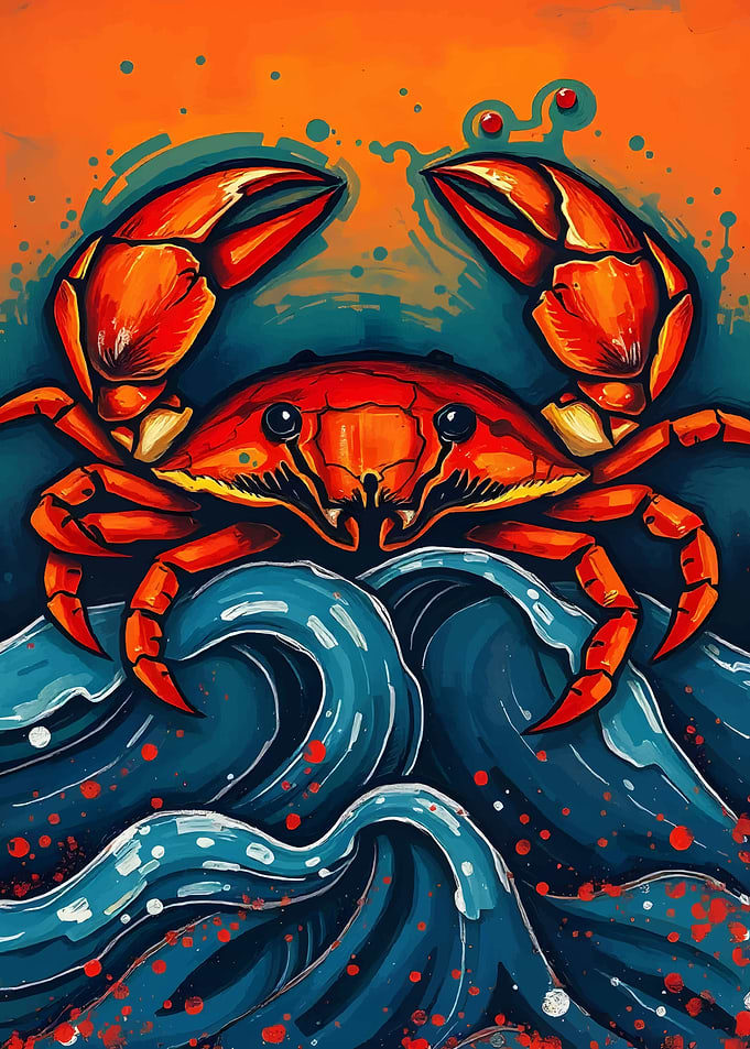 Red Crab on Waves