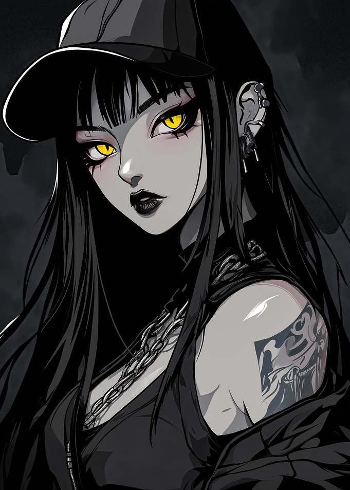 Anime Girl with Yellow Eyes