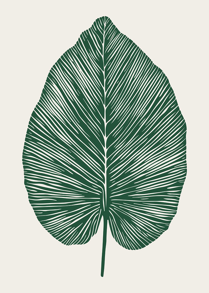 Minimalist Green Leaf Block Print