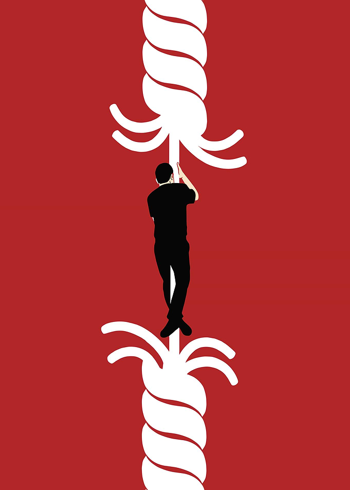 Man Climbing Rope