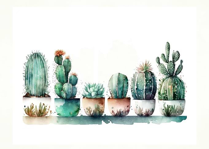 Watercolor Cactus Collection