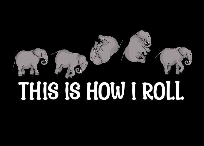 Elephant Lover Kids How I Roll Funny Elephant