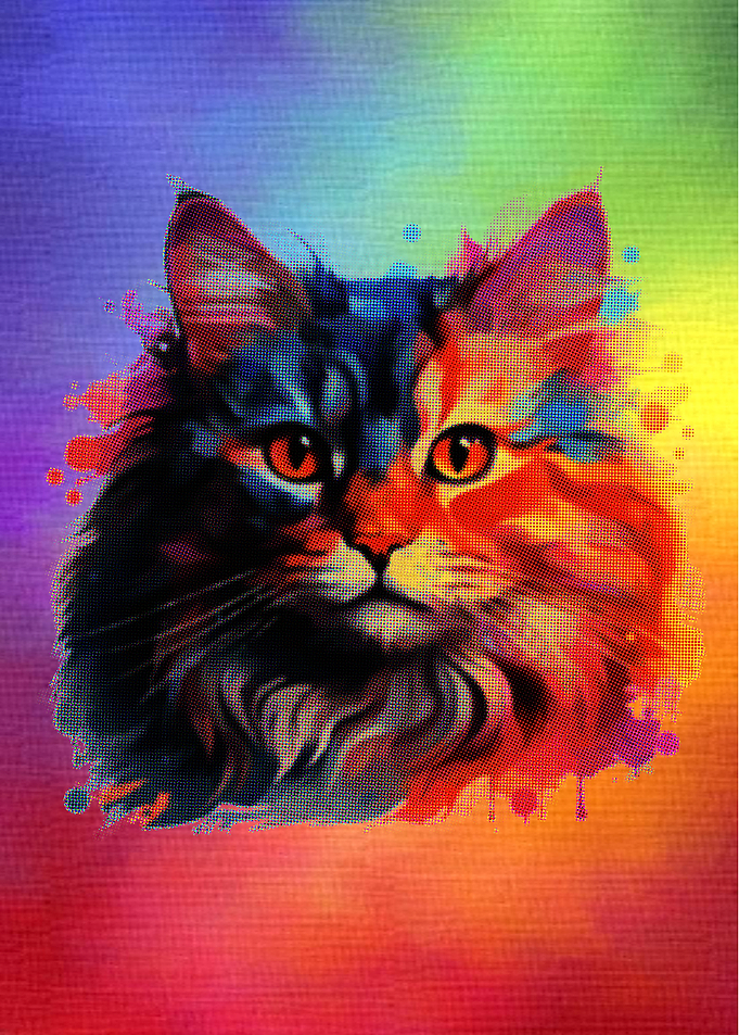 Colorful Cat Portrait