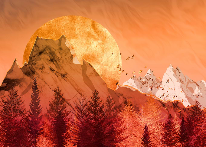 Golden Sunset Mountains