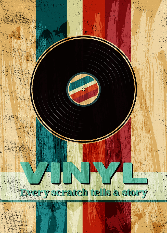 Vinyl Record in retro colours with inspirational typography.