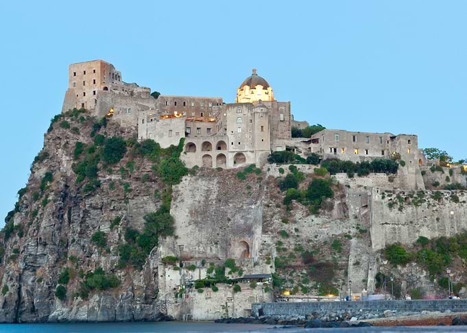 Aragonese Castle in Ischia island by night