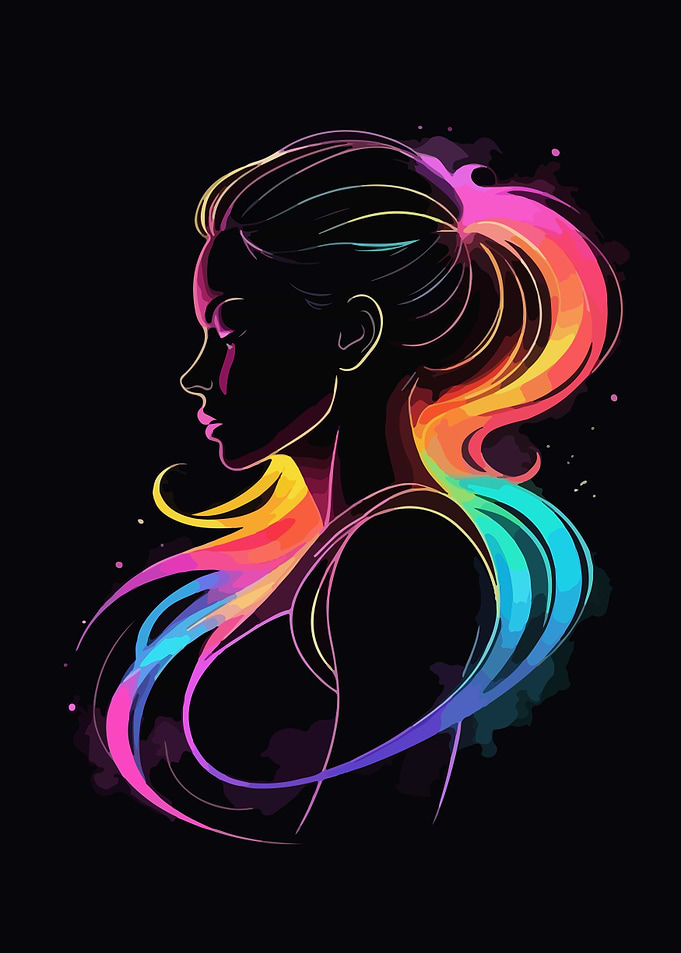 Rainbow Hair Silhouette