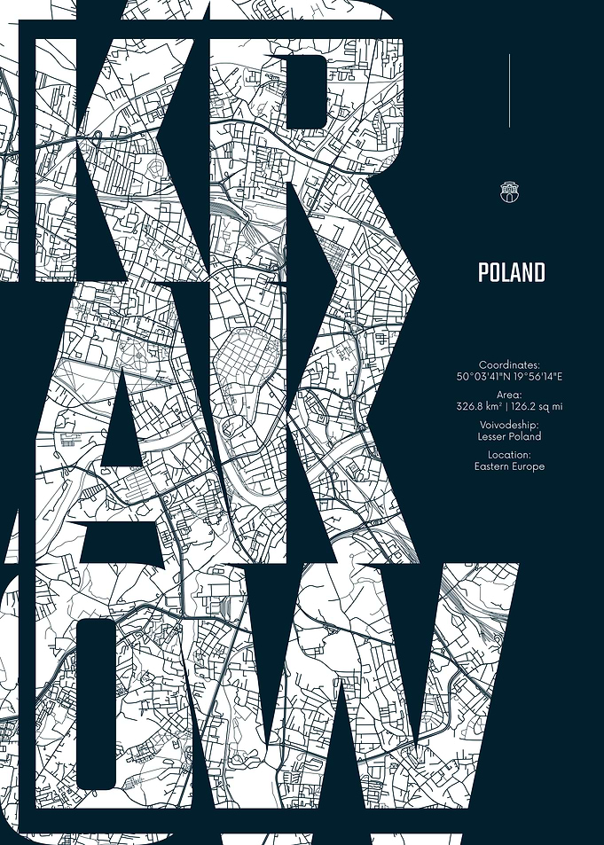 Krakow City Map Typography