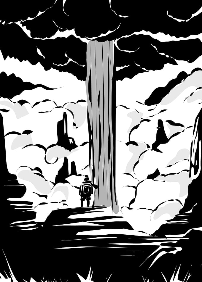 Silhouette in a Cloudy Landscape