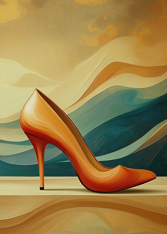 Orange High Heel Shoe