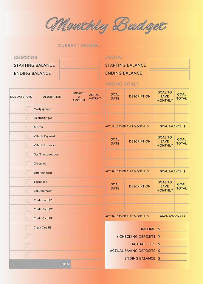 Monthly Budget Tracker