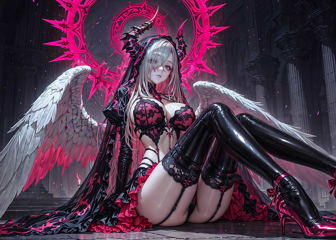 Dark Pink Goth Angel