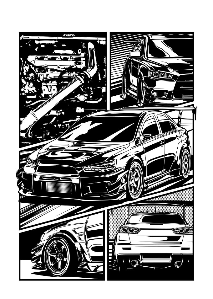 Mitsubishi Lancer Evolution Comic