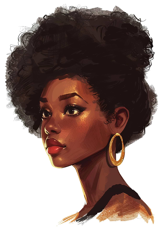 Woman with Afro and Hoop Earrings