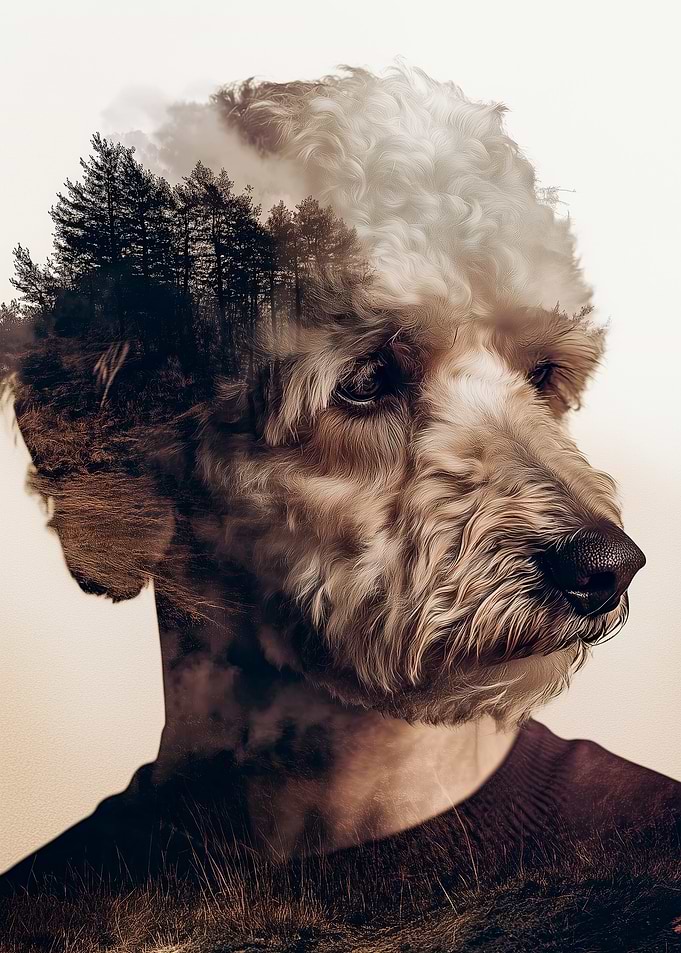 Dog and Forest Double Exposure