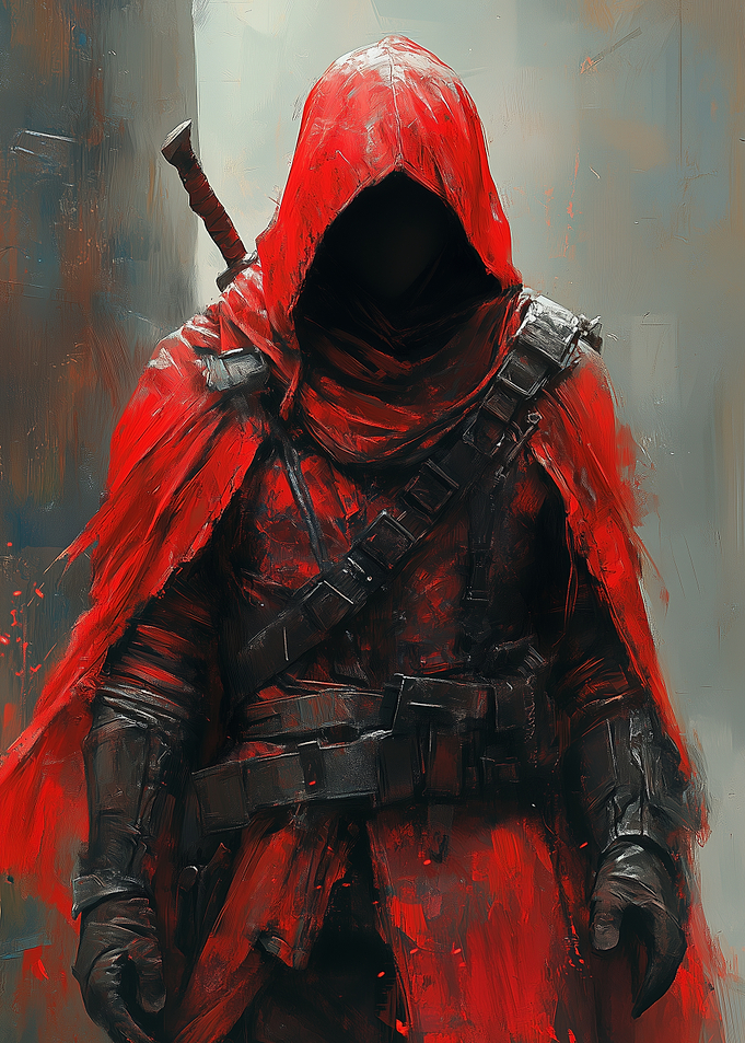 Red Hooded Warrior Painting