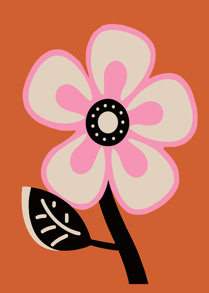 Groovy Retro Flower 70s Aesthetic in Pink and Orange