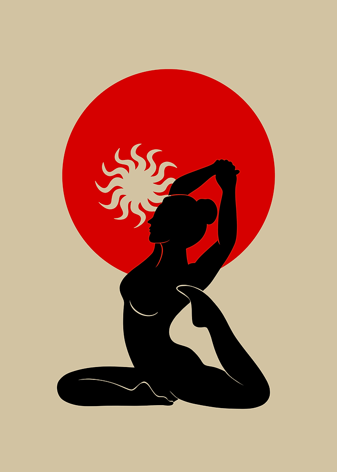 Yoga Silhouette with Sun