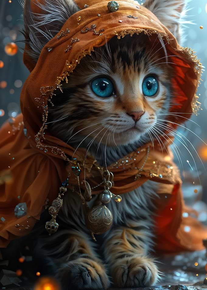 Mystical Kitten in Hood