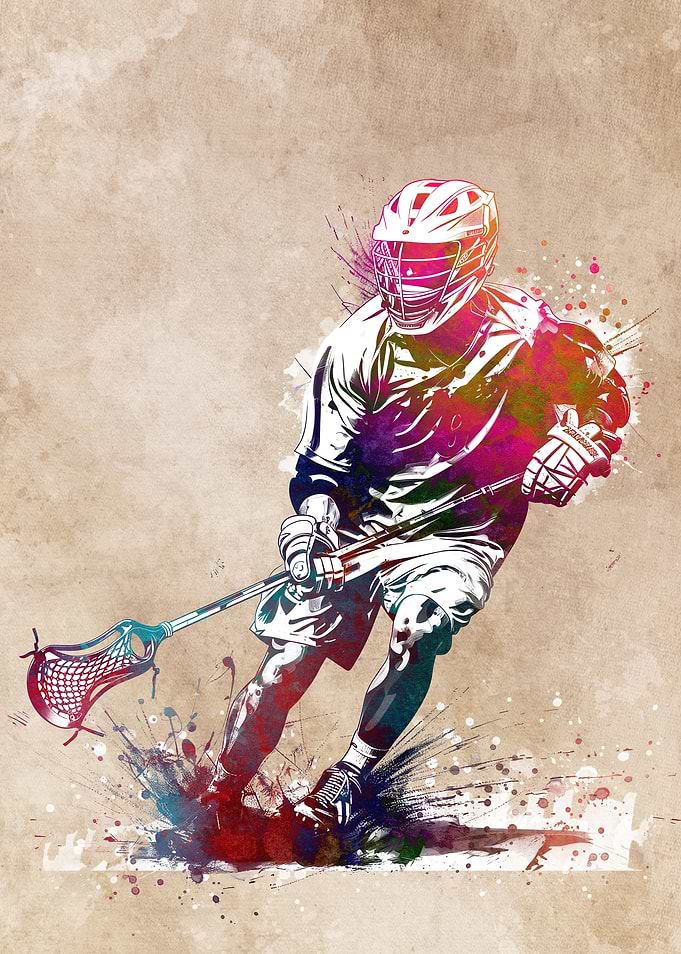 Lacrosse Player Watercolor Art