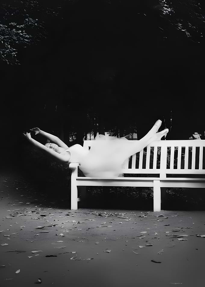Ethereal Grace – Ballerina on a Bench