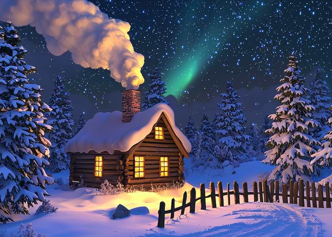 Cozy Cabin in Winter