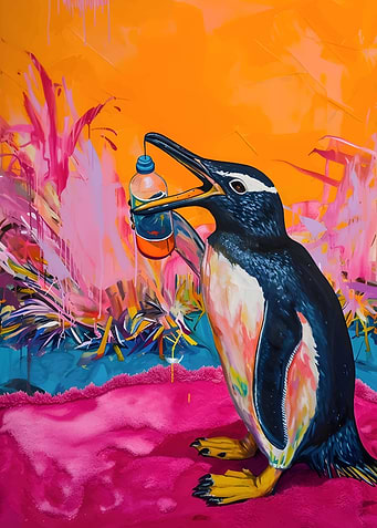 Penguin with Plastic Bottle
