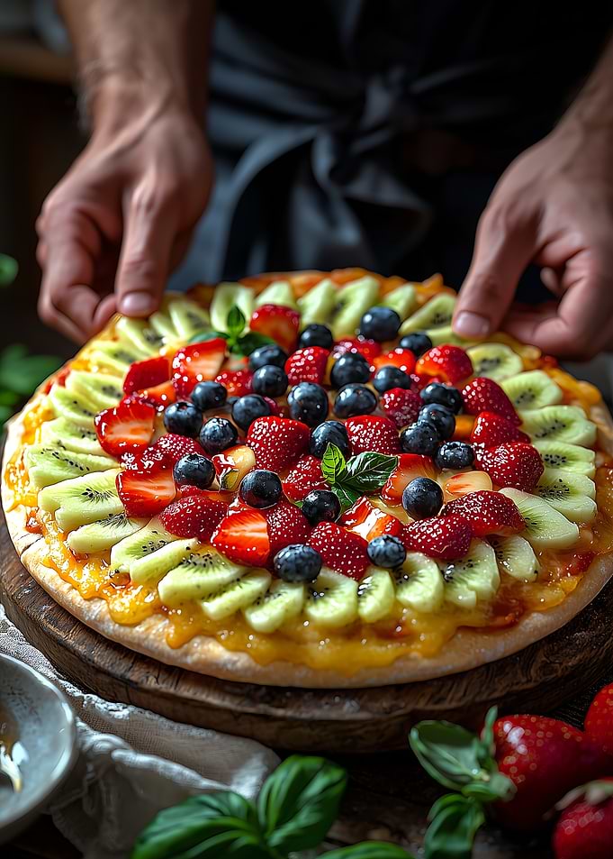 Fruit Pizza with Kiwi and Berries
