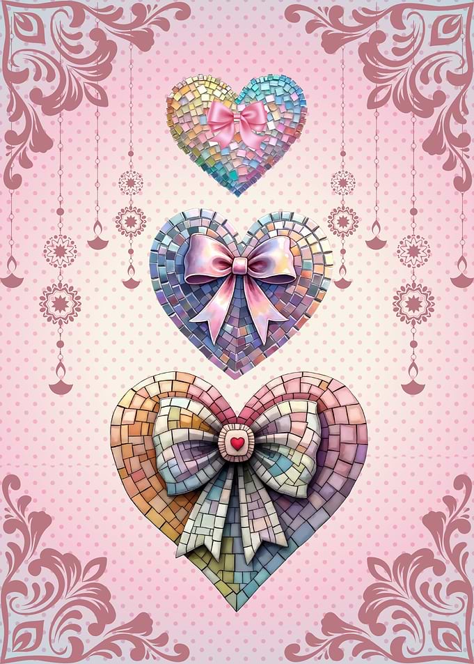 Coquette Bow Hearts Mosaic