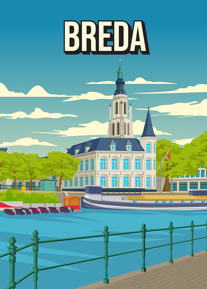 Breda Cityscape Skyline Travel Poster
