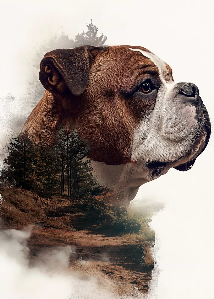 Dog and Forest Double Exposure