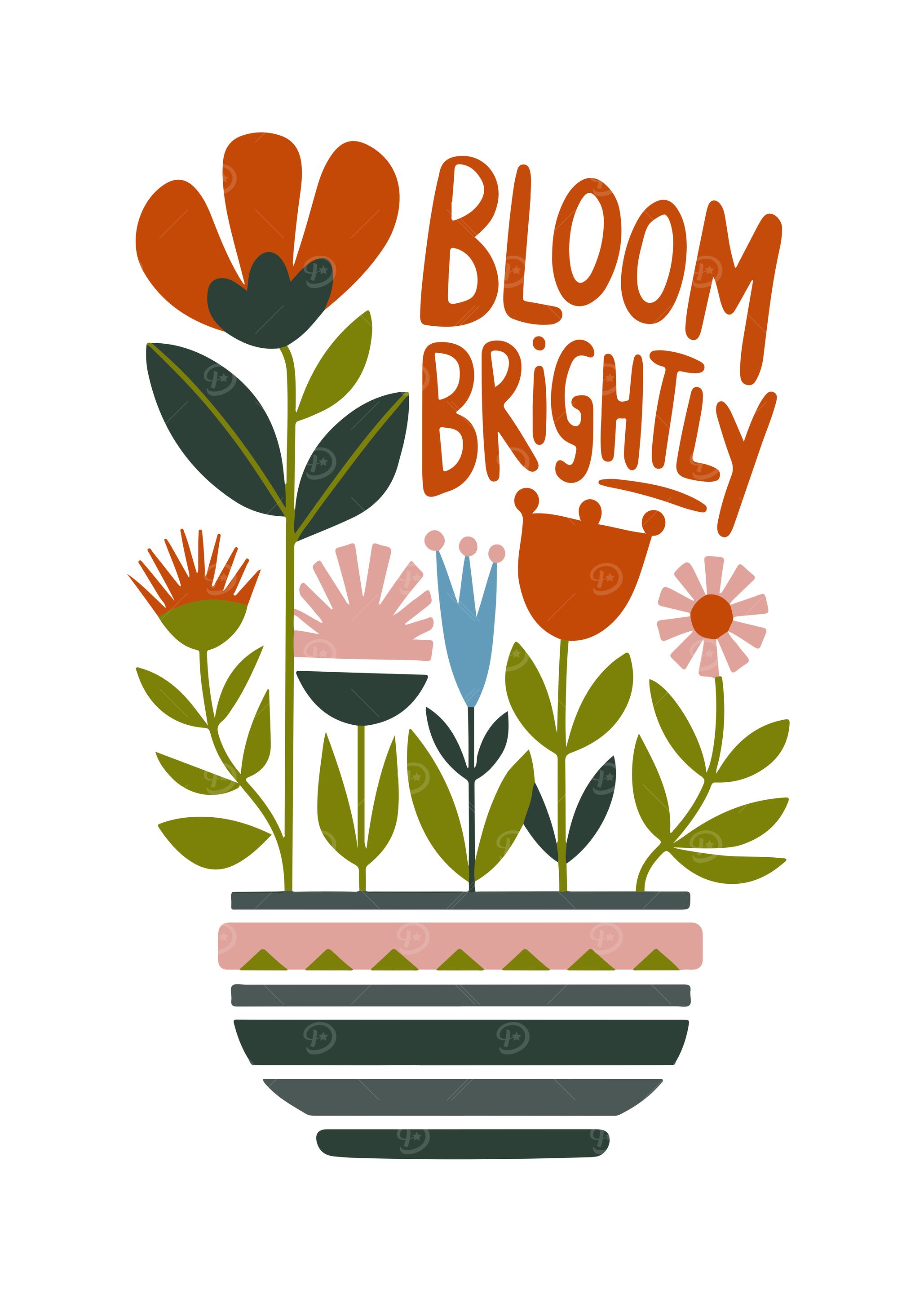 Folk Floral Art with Inspirational Quote
