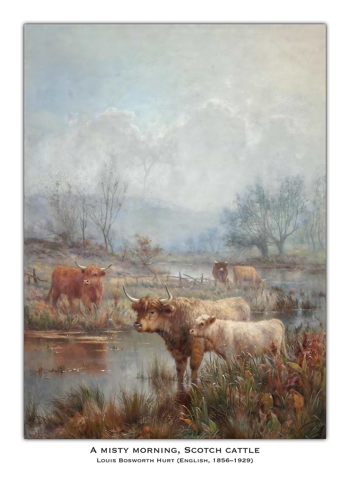 Misty Morning, Scotch Cattle