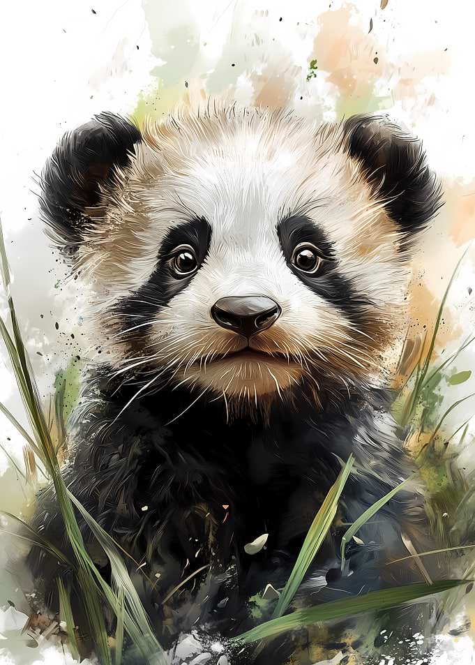 Cute Panda Cub Watercolor